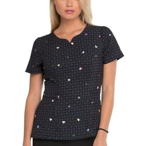 🩺HeartSoul Women's Printed Peplum Style V-Neck Scrub Top🚑🩺